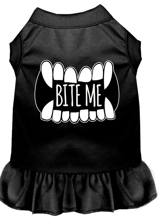 Bite Me Screen Print Dog Dress Black XS